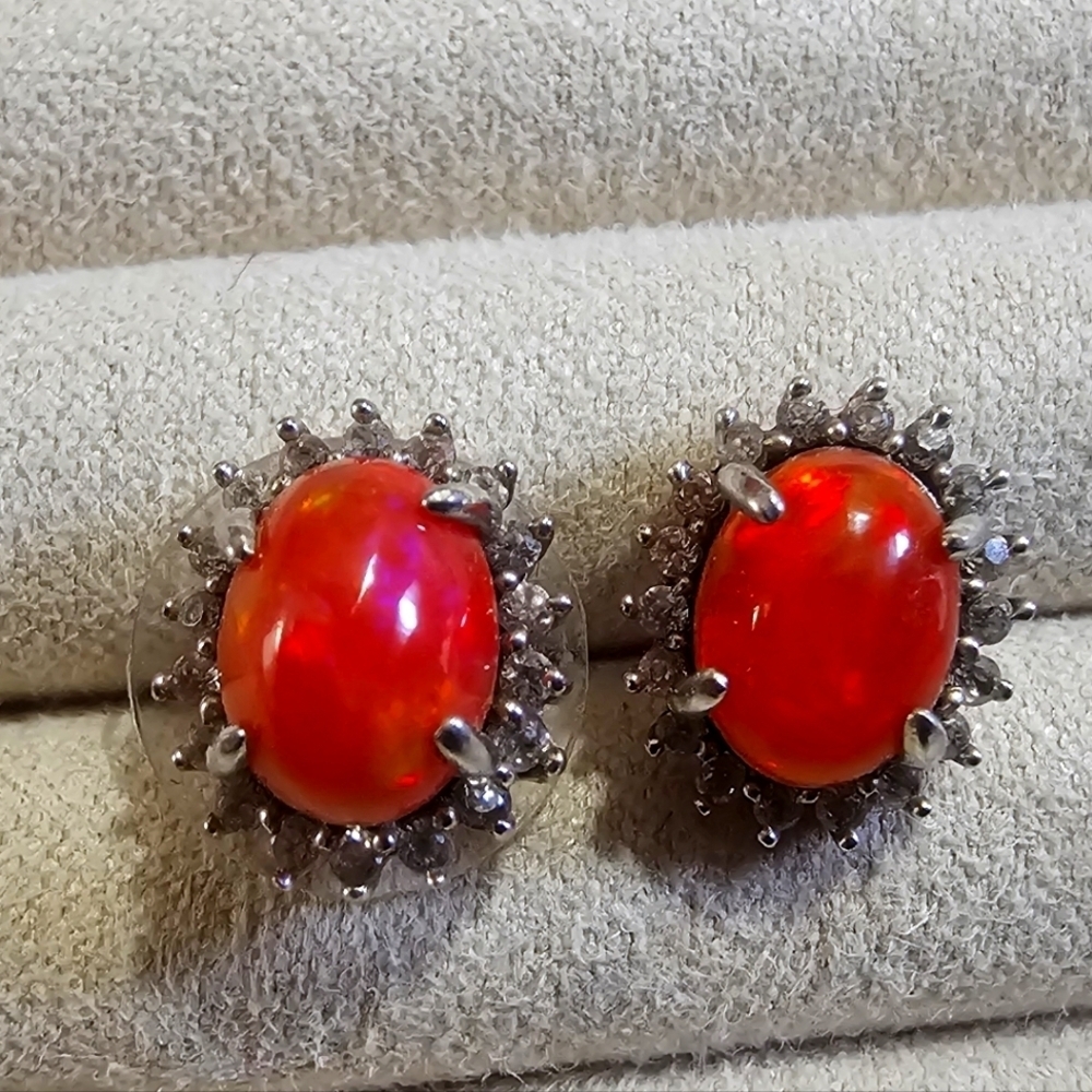 Natural Ethiopan Fire Opal Earrings